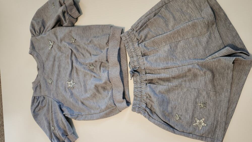 On Twelfth Star Lounge Set Sweatshirt & Shorts 2-Piece Rhinestone Size M #563